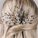 Swarovski crystal large wedding hair pin trio set in silver and opal - Nova