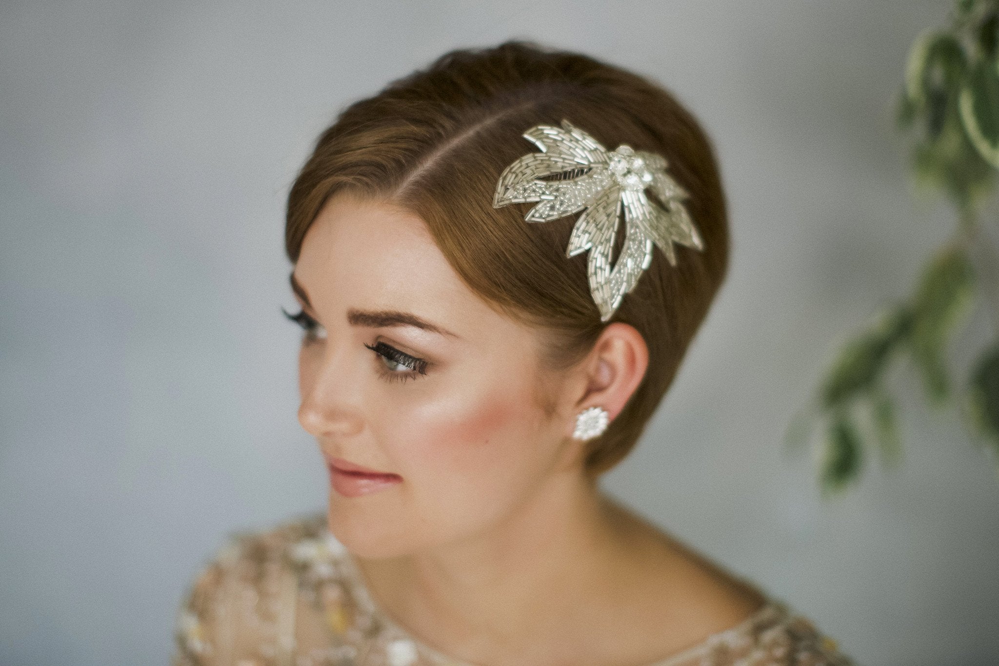 Olivia silver leaf hair comb - Debbie Carlisle