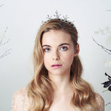 Celestial Star crown tiara in Swarovski Crystal Orion worn with Hollywood waves