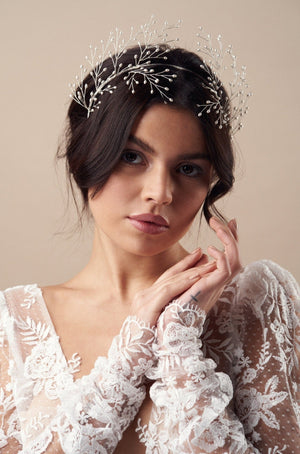 Delicate pearl crown with matching May and Haillie hairpins - Maeve