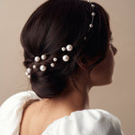 Simple pearl headband with matching single pearl hairpins  - Pru