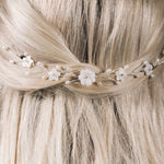 Small silver flower bridal hairvine for back of updo or half up hair - Phoebe