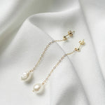 Poppy Long Drop Baroque Pearl Earrings Gold