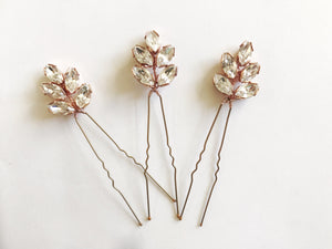 Rose gold crystal hair pins - Lyra