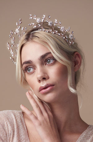 Rose gold crystal flower crown - Mabel