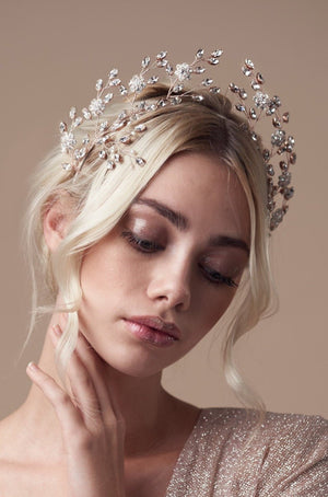 Rose gold crystal flower crown - Mabel