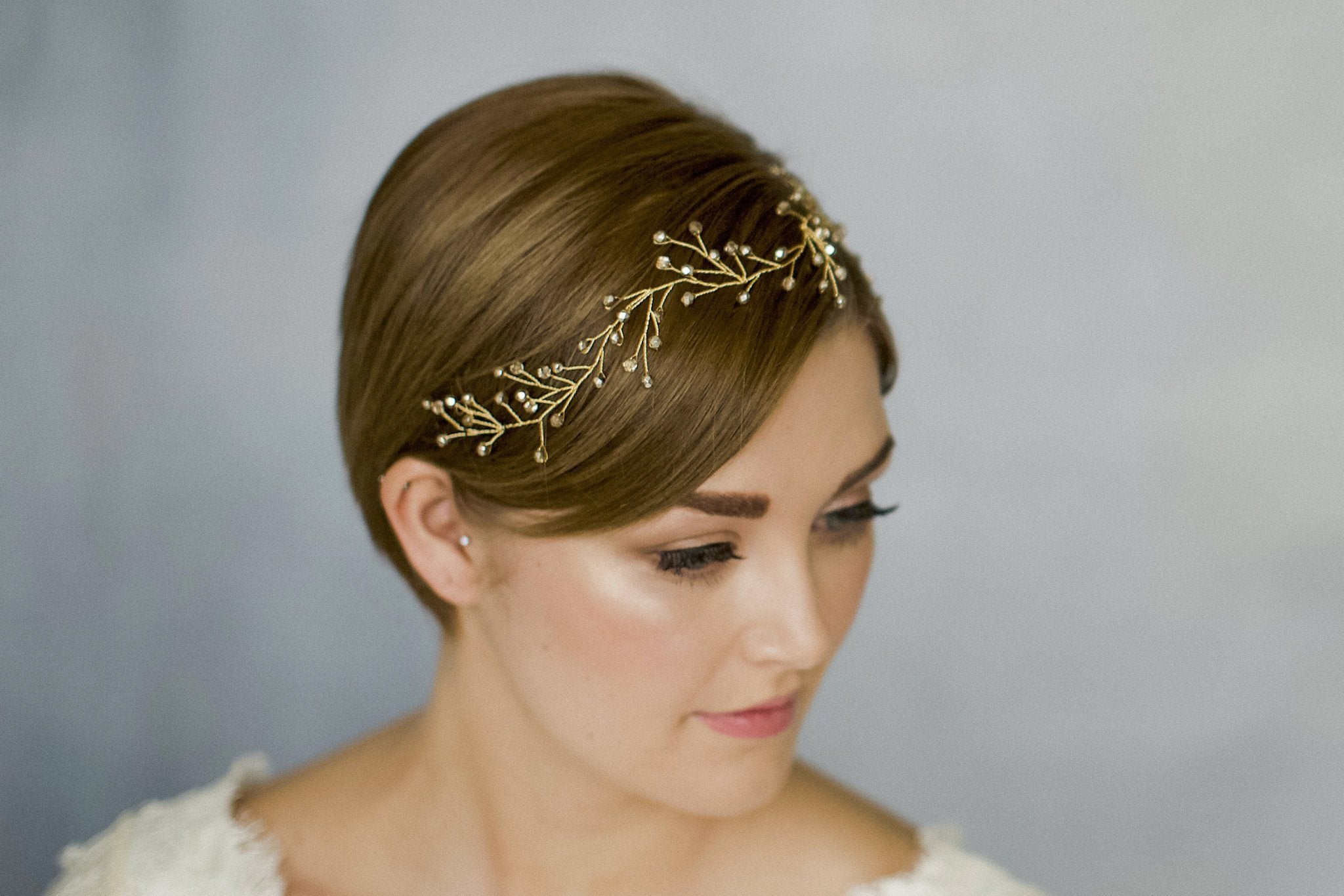 Delicate botanical crystal or pearl branch hair vine - Rosemary - Debbie Carlisle