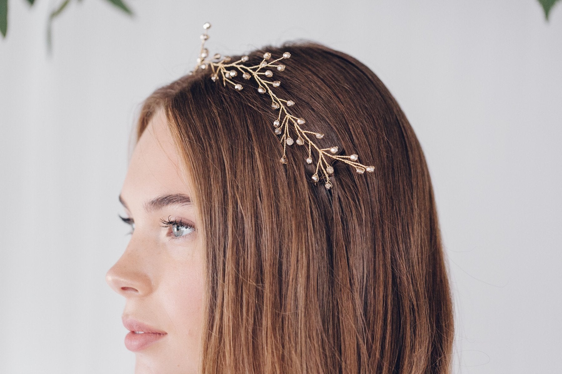 pearl wedding leaf headband