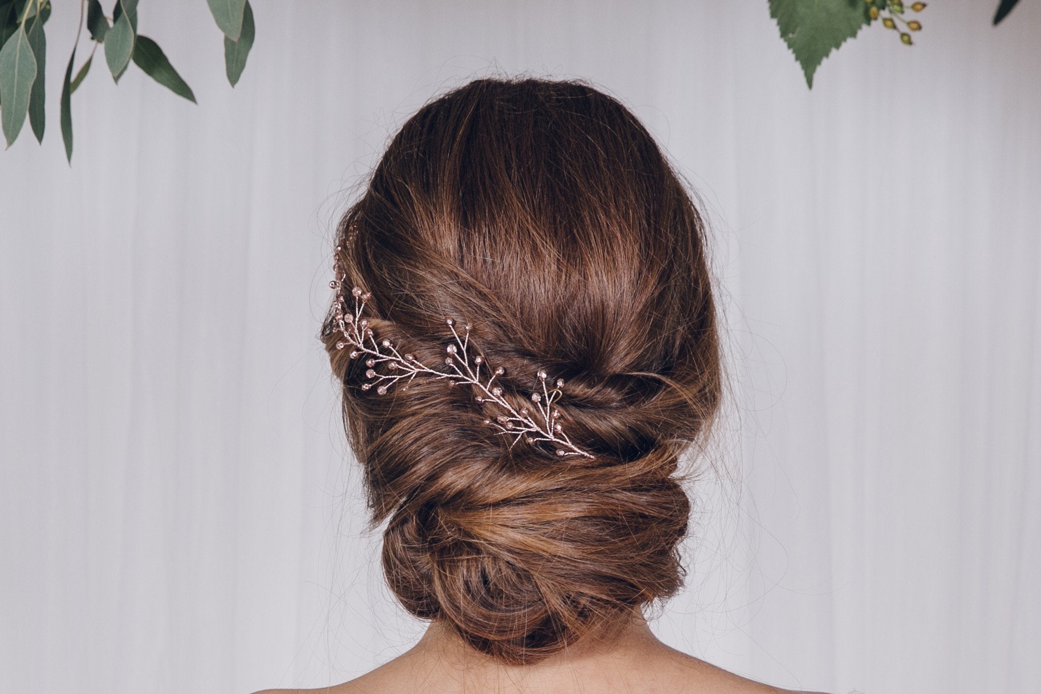 Delicate botanical crystal or pearl branch hair vine - Rosemary - Debbie Carlisle