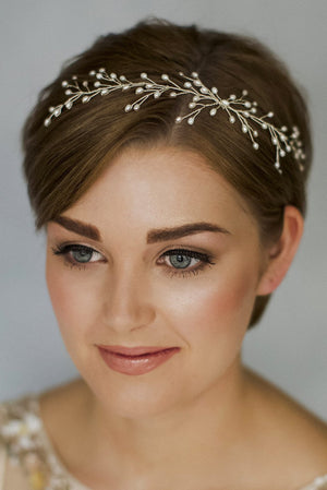 Simple botanical inspired crystal or pearl hair vine - Rosie