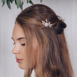 Saffron Elegant Silver Crystal Flower Hair Pins