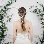 Dutch braid plait with crystal wedding hair vine and bridal hair pins