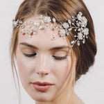 Scarlett crystal and pearl wedding brow band comb