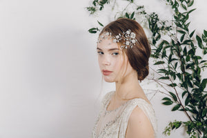 crystal and pearl wild flower bridal hair vine