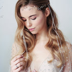 Silver Leafy trailing bohemian bride Swarovski Crystal wavy hairvine - Selena