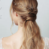 Bohemian leaf hairvine worn with low ponytail half updo