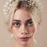 Boho crystal flower crown in silver and ivory with four matching Coralie hairpins - Isobel