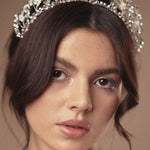 Silver crystal floral bridal crown