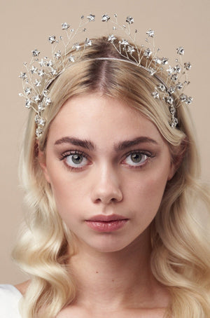 Star crown in silver with 4 matching hairpins - Starlet