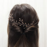 Rose gold crystal botanical branch hair vine for updo or half up wedding hair - Small Rosemary