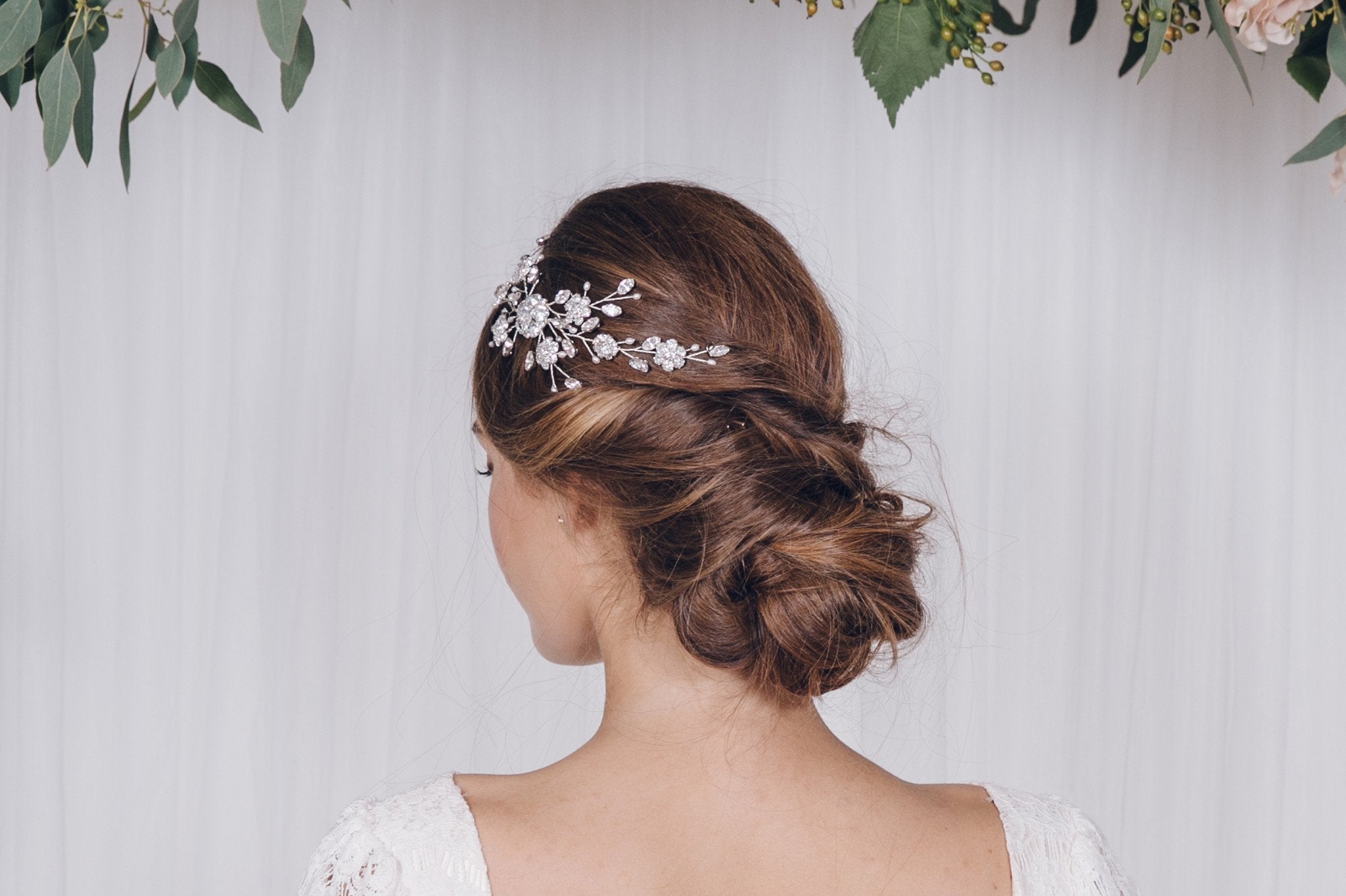 Large silver flower wedding hair comb - Small Sybil - Debbie Carlisle