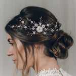 Gold rose gold or silver flower bridal hair vine comb - Sylvie - Debbie Carlisle