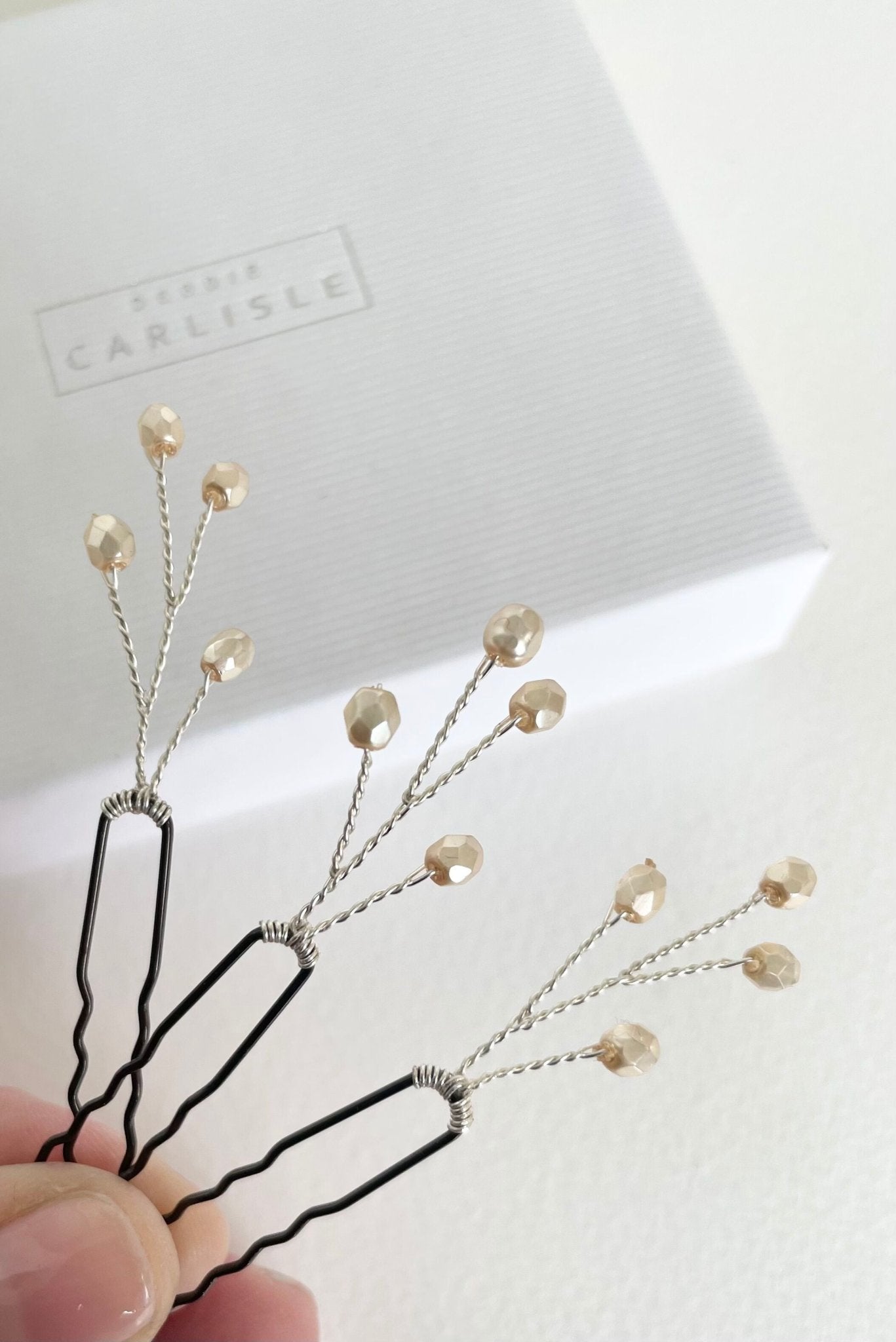 Small champagne hairpins by Debbie Carlisle - Haillie 