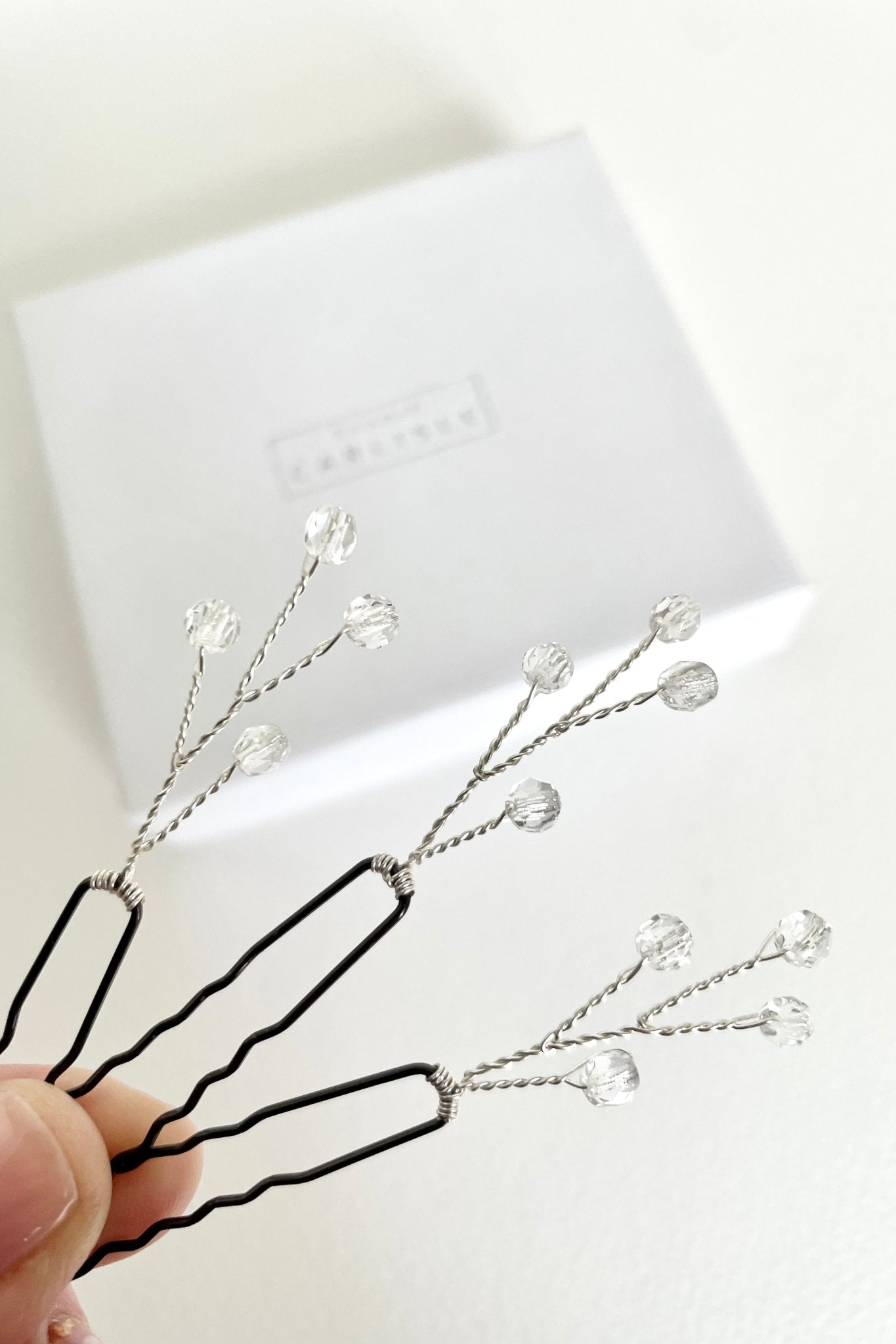 Small clear crystal hairpins by Debbie Carlisle - Haillie