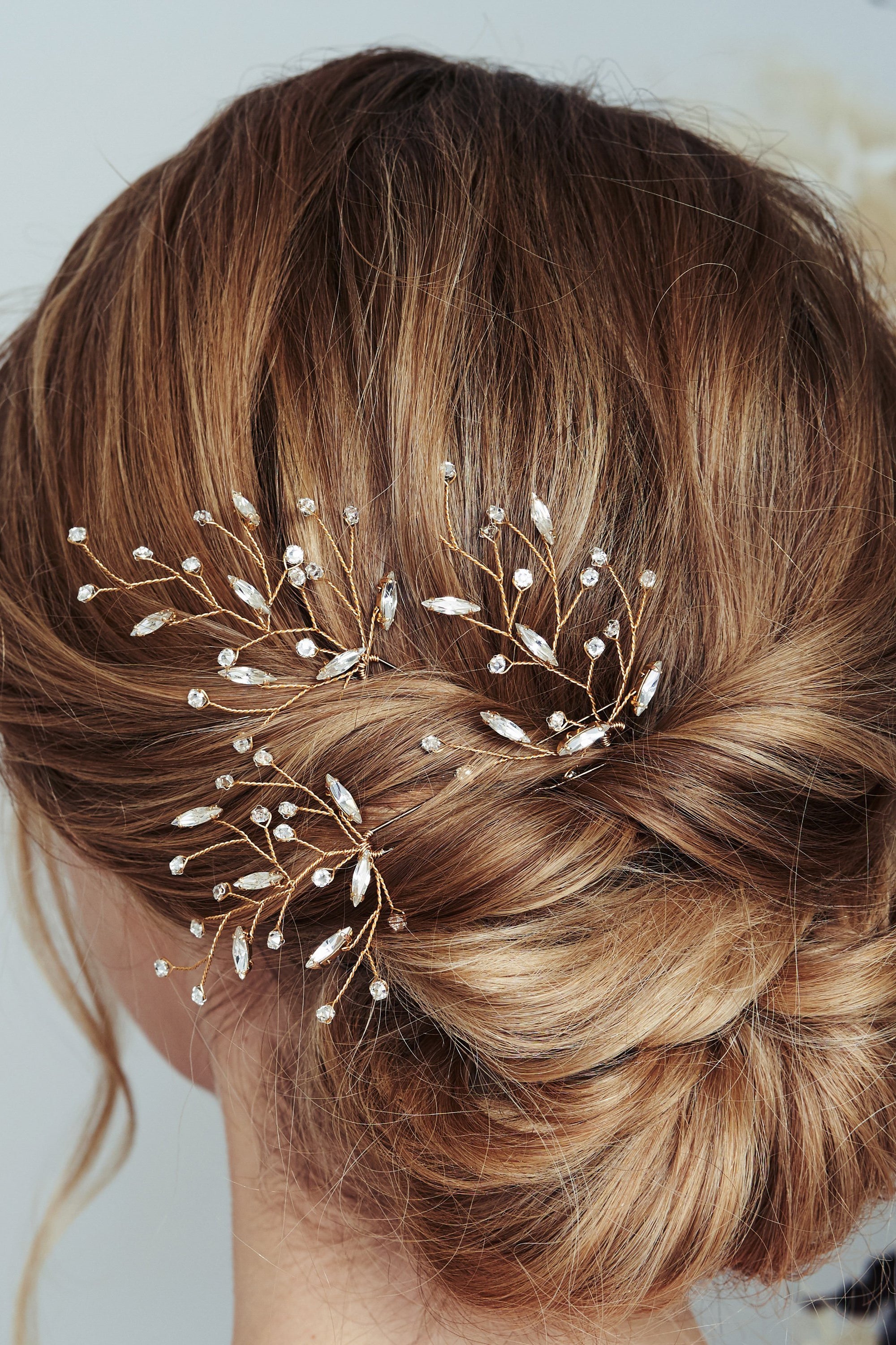 Leaf cluster Swarovski Crystal branch elegant hairpins - Sophia