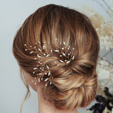 Gold Sophia Elegant Boho Leaf Cluster Crystal Hairpin - Sample Sale