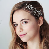 Silver Leaf cluster Swarovski Crystal branch elegant hairpins - Sophia