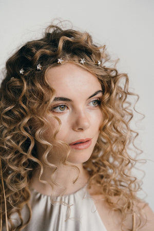Star crystal wedding headband in gold or silver - Star
