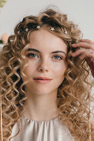 Star crystal wedding headband in gold or silver - Star