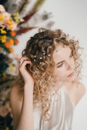 Star crystal wedding headband in gold or silver - Star