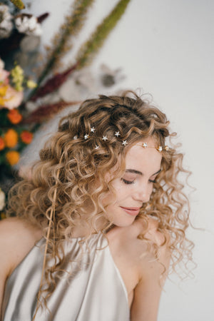 Star crystal wedding headband in gold or silver - Star