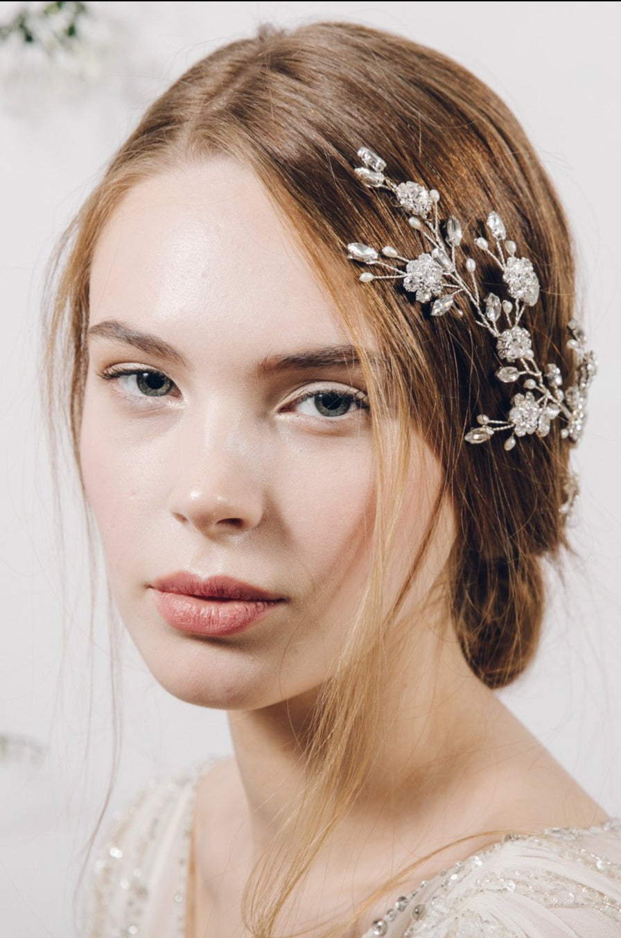 statement botanical crystal wedding hair vine
