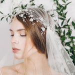 Juliet cap veil with statement silver crystal wedding headdress