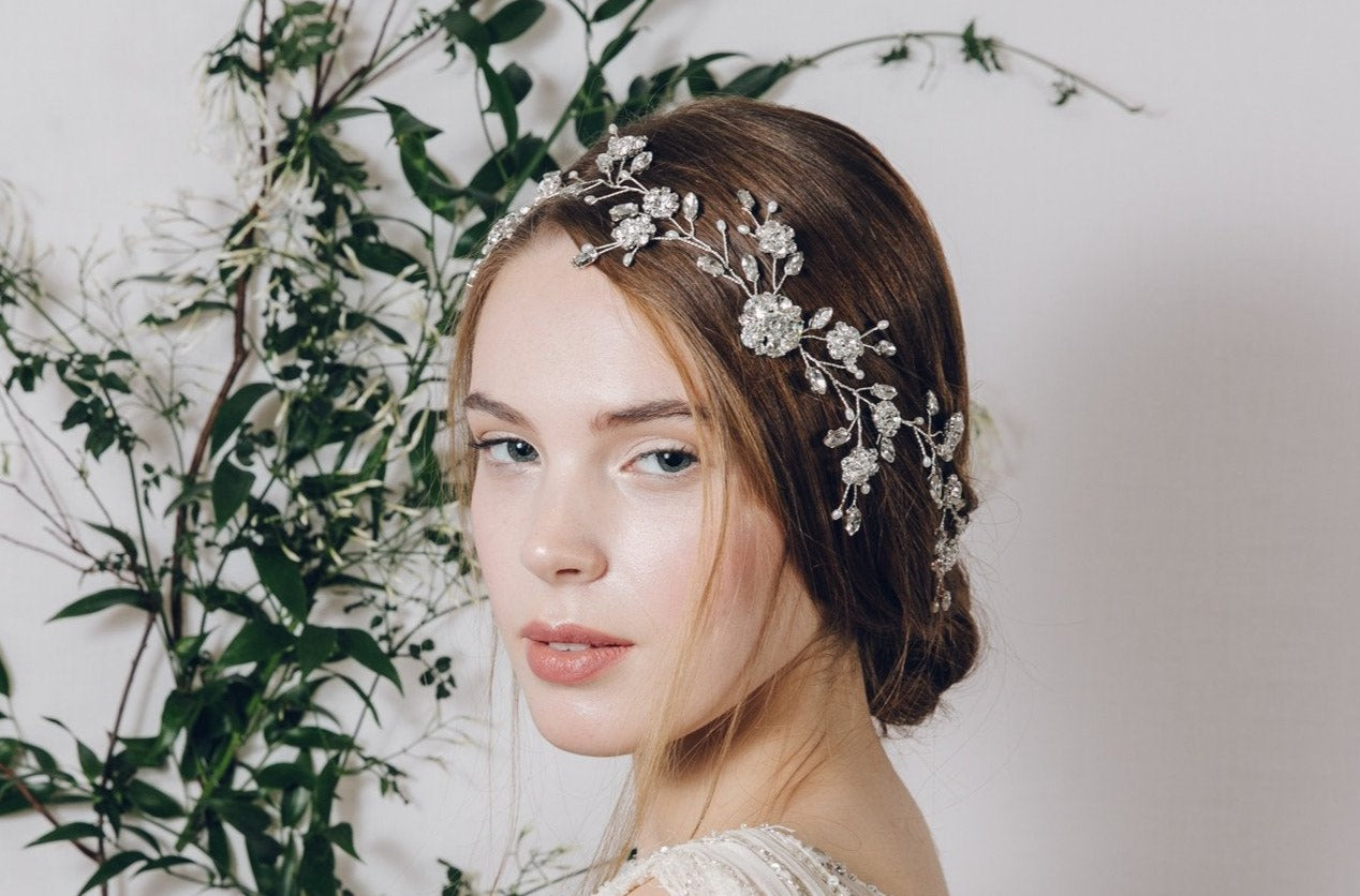 Dramatic crystal and pearl bridal hair vine - Sydney - Debbie Carlisle