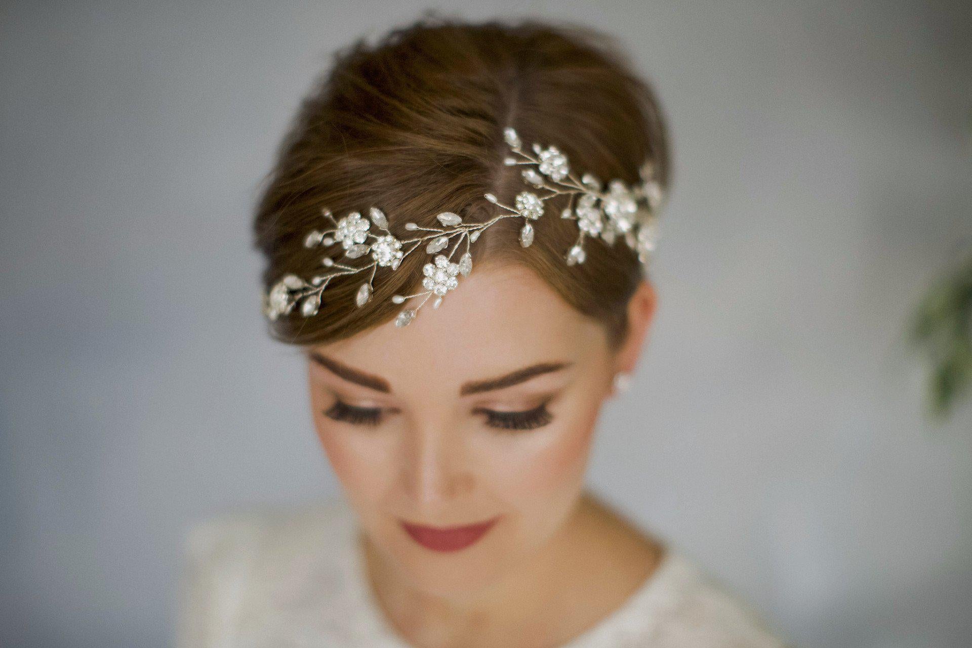 Dramatic crystal and pearl bridal hair vine - Sydney - Debbie Carlisle