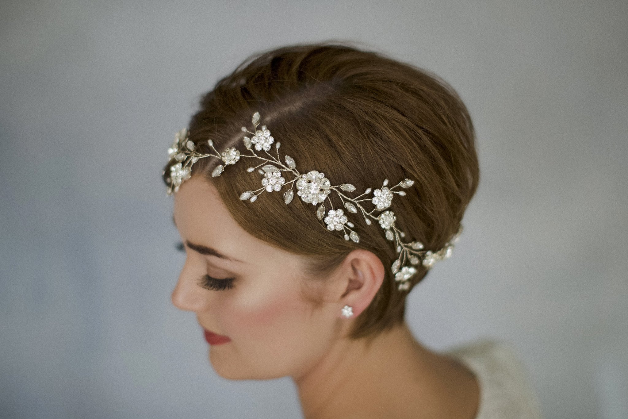 Dramatic crystal and pearl bridal hair vine - Sydney - Debbie Carlisle