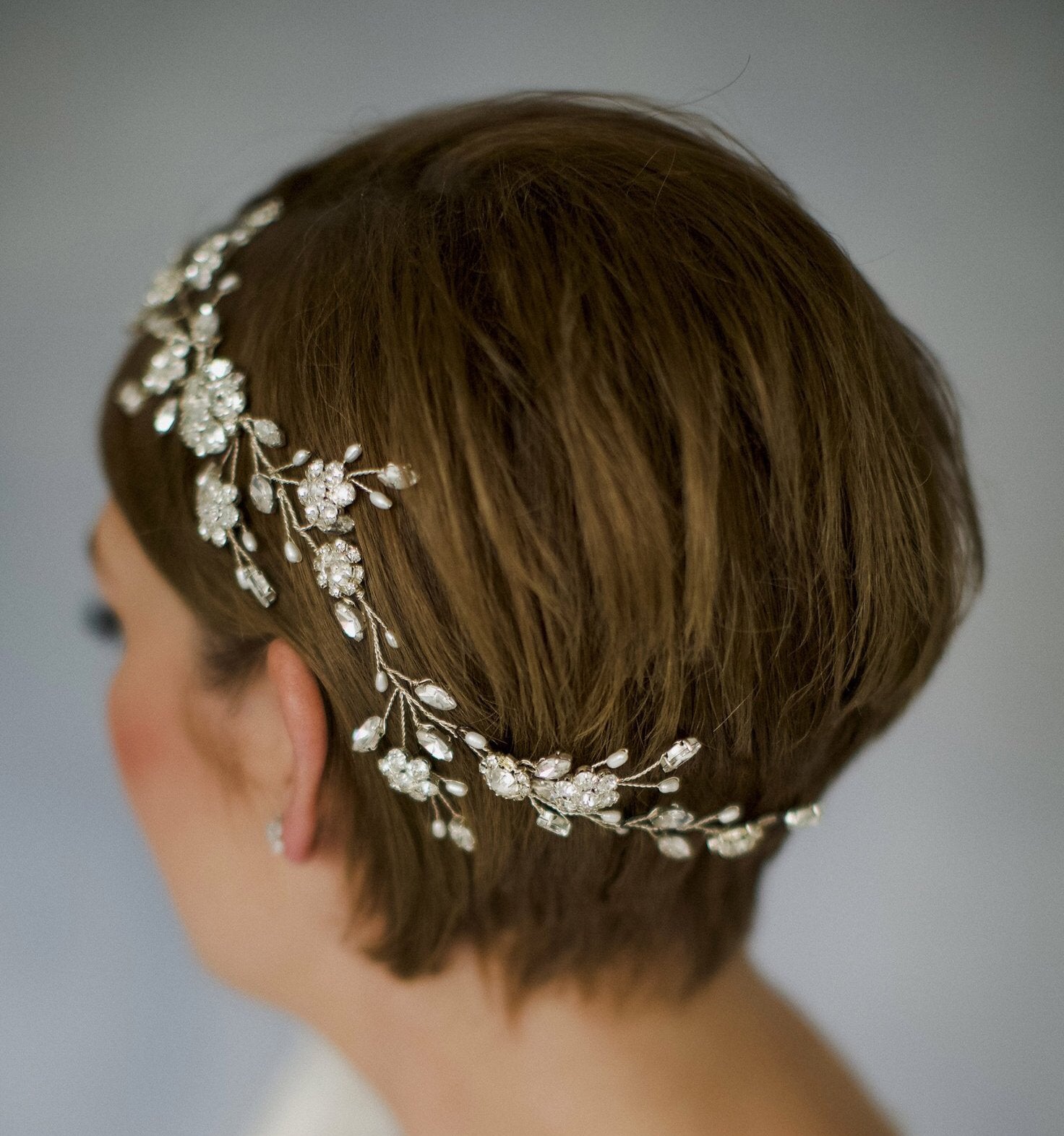 Dramatic crystal and pearl bridal hair vine - Sydney - Debbie Carlisle