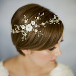 Gold rose gold or silver flower bridal hair vine comb - Sylvie - Debbie Carlisle