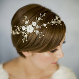 Gold rose gold or silver flower bridal hair vine comb - Sylvie - Debbie Carlisle