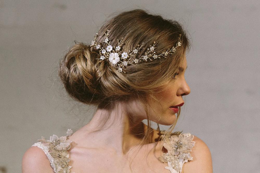 Sylvie gold crystal bridal hair vine comb
