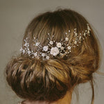 Sylvie silver crystal and freshwater pearl wedding hair vine comb