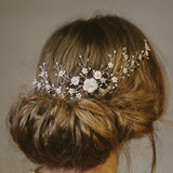 Sylvie silver crystal and freshwater pearl wedding hair vine comb