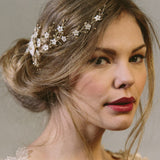 Sylvie gold crystal bridal hair vine comb