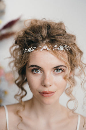 Small silver wedding forehead band