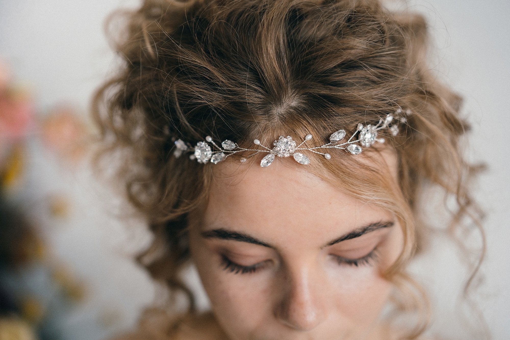 Small crystal wedding browband