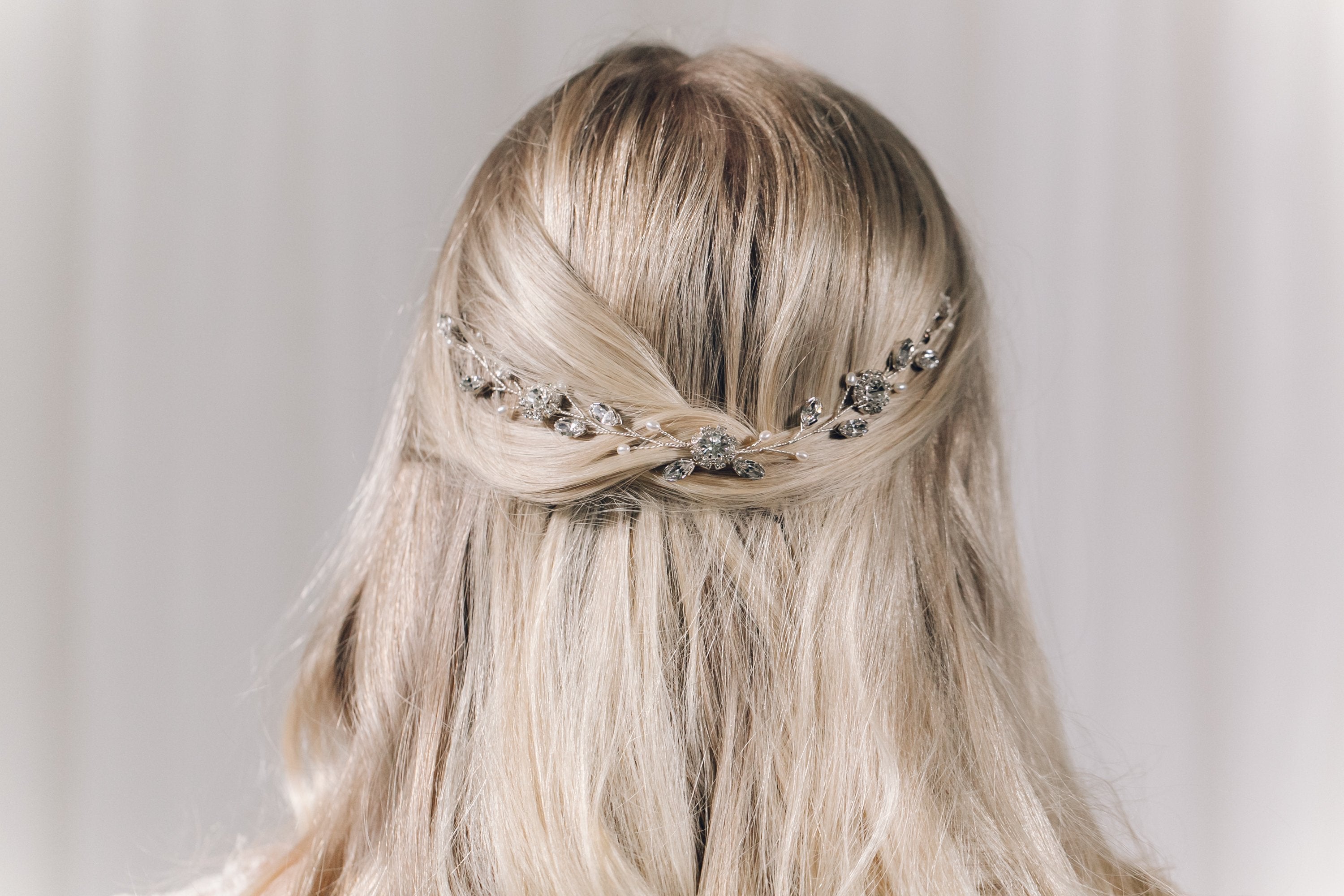 Crystal and pearl bridal wedding hair vine - Thea